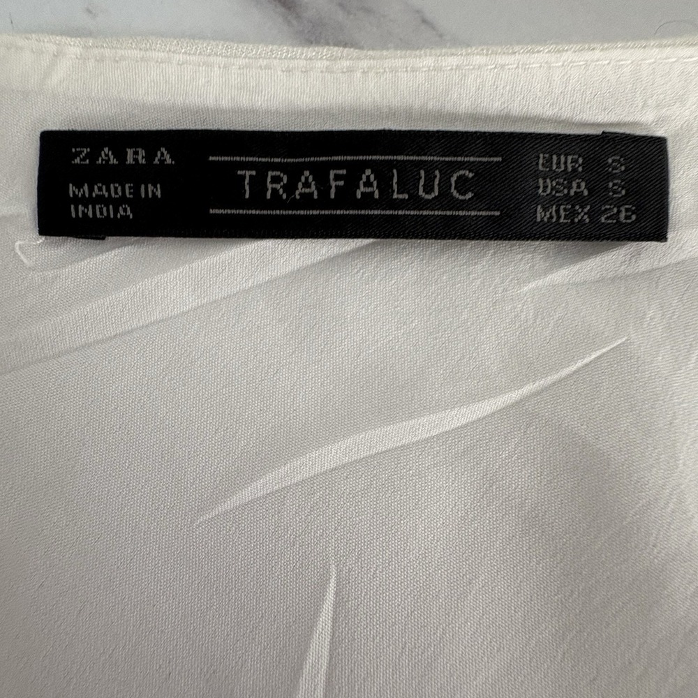 Zara Trafaluc Ivory One Shoulder Tiered Asymmetrical Metal Embellishment Dress S - Picture 7 of 12
